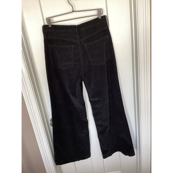 J. Crew Women's Flat Front Stretch Pockets Corduroy Wide Leg Pants Black Size 30 - Picture 3 of 10